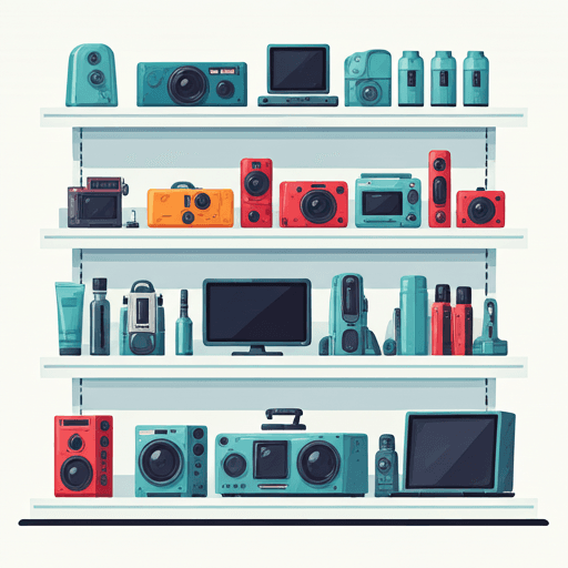 Consumer electronics retail shelf with price monitoring overlay