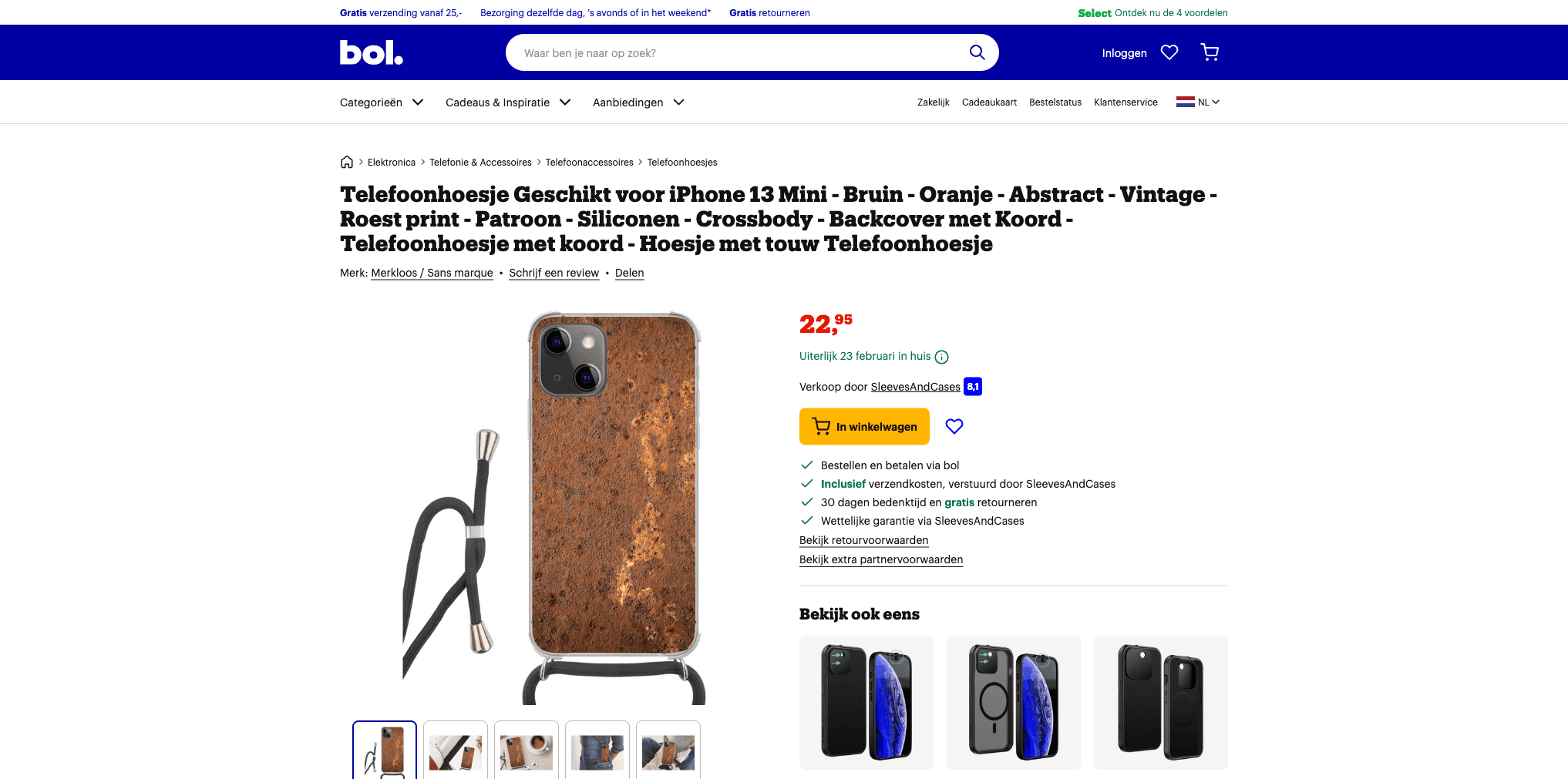 bol.com product page showing price, seller info and delivery details